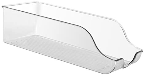 HERCHR Clear Refrigerator Organizer, Plastic Organizer Storage Bin Household Double Ear Transparent Storage Box Desktop Basket for Fridge and Freezer