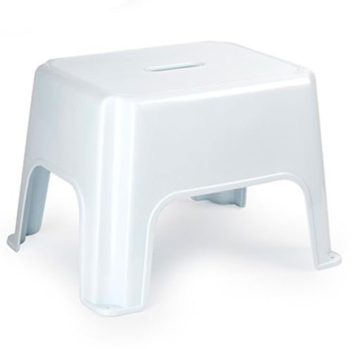 Acan Tradineur - Tabouret rectangulaire en plastique, modèle Pocket, assise antidérapante, 31,5 x 23,5 cm, marchepied, marchepied léger, salle de bain, fabriqué en Espagne (blanc, 28,5 x 40 x 32 cm)