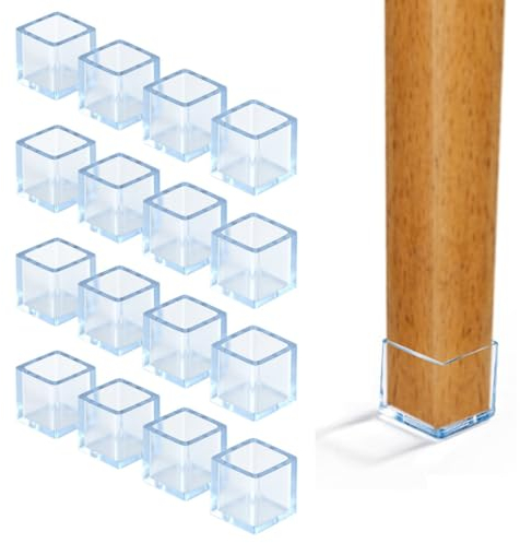 ZKGYUS 16 Pezzi Piedini per Sedie Quadrati, 20 x 20 mm Tappi per Sedie Quadrati, Gommini per Sedie Quadrati, Coprigambe Sedie per Prevenire Graffi sul Pavimento in Legno e Ridurre Il Rumore