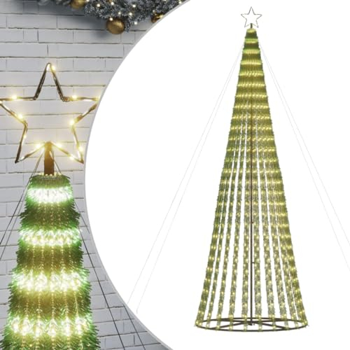 vidaXL LED Weihnachtsbaum, Beleuchtet Christbaum mit 688 LEDs, Tannenbaum Lichterbaum Kegelform mit 8 Beleuchtungsmodi, Weihnachtsbeleuchtung Weihnachtsdeko, Warmweiß 300 cm
