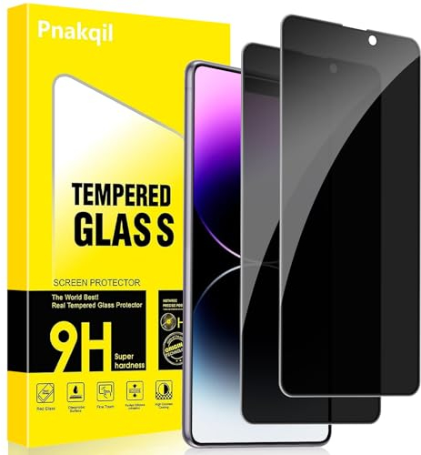 Pnakqil Protector Pantalla de Privacidad para iPhone 14 Pro Max Cristal Templado,Vidrio Película Antiespia Anti-Spy,Dureza 9H Antiarañazos Sin Burbujas Privacy Screen Protector,2 Unidades