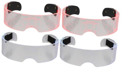 Toyvian 4 Stück Led-brille Led-sonnenbrille 2022 Partybrille Interessantes Wlan Brille Mit Blinkendem Neon Brille Beleuchten Dynamisch Leuchtende Brille Acryl Neonlichter Gläser Weiß