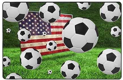 AAPIKA Teppich, Motiv: USA-Flagge, bedruckt, 150 x 100 cm, Flanell, rutschfest, weich, langlebig und vielseitig