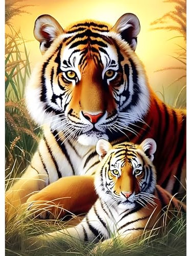 AIRDEA Wildes Tigergras Diamond Painting, 5D Diamant Painting Erwachsene Bilder Malerei Set, Full Mosaikherstellung für Erwachsene, Home Wand Décor 30x40cm
