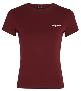 Tommy Jeans Damen T-Shirt Kurzarm Slim Fit Linear Rundhalsausschnitt