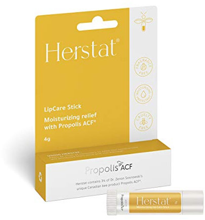 Herstat Daily Lip Balm | Use Between Cold Sore Outbreaks | 3% Propolis | Softens, Hydrates Coldsore Prone Lips