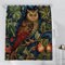 Fchen art William Morris Duschvorhang mit Eule, William Morris, Kunst, Wildtiere, Vogel, Fantasie, Wunderland, Tier-Badvorhänge mit Haken, Stoff, Badezimmer-Dekor-Set mit Haken, 180 x 180 cm
