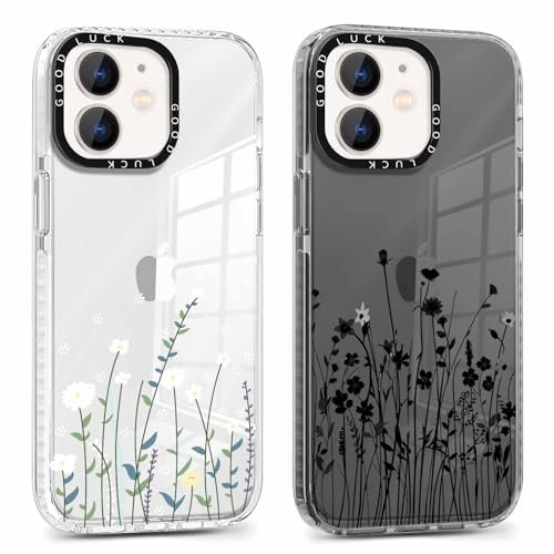 Foonary 2 Pack Clear Print Phone Case Compatible with iPhone 11 6.1, Slim Soft Silicone with Daisy Design Aesthetics Transparent Pattern Cases, Shockproof Bumper Protector Cover