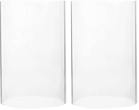 Kichvoe Hurricane Candle Holder Sleeve 2pcs 15x10cm Clear Glass Cylinder Candleholder Chimney Tube Open Ended Candle Shade Flame Candle Bottomless Cover for Wedding Table Centerpieces Home Decor
