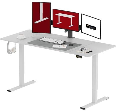 SANODESK Höhenverstellbarer Schreibtisch 180 x 80 cm Schreibtisch Höhenverstellbar Elektrisch Ergonomischer Steh-Sitz Tisch Computertisch für Heimbüro Homeoffice(weiß)