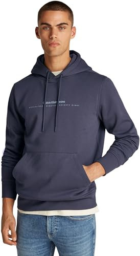 Calvin Klein Uomo Felpa Minimal Logo con Cappuccio, Grigio (Ebony), S
