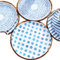 Darthome Set of 6 Blue Patterned Outdoor Dinner Plates 27x27cm Melamine BBQ Camping Picnic Garden