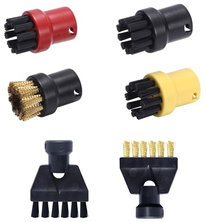 Lot de 6 Accessoires pour Nettoyeur Vapeur Karcher Easyfix SC1 SC2 SC3 SC4 SC5 Kit, Comprenant Brosses Accessoire Nettoyeur Vapeur, Brosse Pièces de Rechange