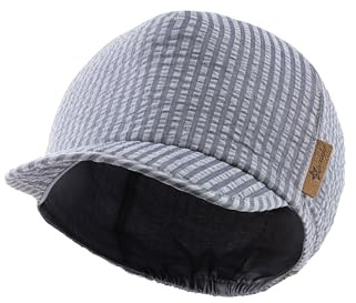 Sterntaler Schirmmütze Streifen - Jungen Mütze aus Seersucker mit feinem Streifen - UV-Schutz 50+ Sonnen Cappy - Baby und Kinder Kopfbedeckung Sommer - blau, Größe 51