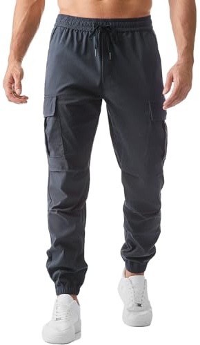 JMIERR Cargohose Herren Lang Jogger Sporthose Elastischer Taille mit Kordelzug Sweatpants Herren mit Taschen
