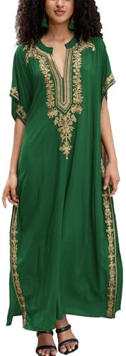YOUKD Brodé Floral Caftan Boho Robe De Plage Bikini Couvertures Longs Peignoirs pour Femmes