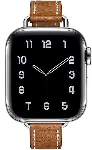 Fin Cuir Femmes Bracelet Compatible avec Apple Watch 38mm-49mm, Remplacement en Cuir Véritable pour iWatch Ultra 2 Series 10/9/8/7/6/5/4/3/SE