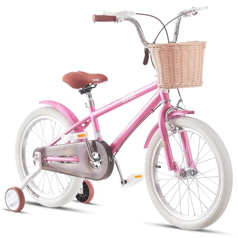 TRIOBLADE Girls Bike 16 18 20 22 Kids Bike Pink Children Bicycle with Stabilizers Basket, Girls Children Bike Gift Ages 2-9 Years Old Adjustable Seat (14 inch)
