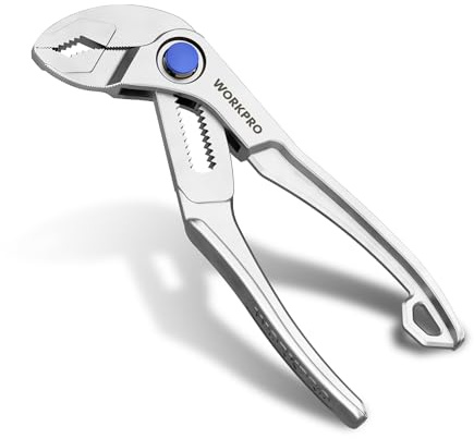 WORKPRO 100 mm Mini Water Pump Pliers, Quick-Adjust Groove Pliers, Silver