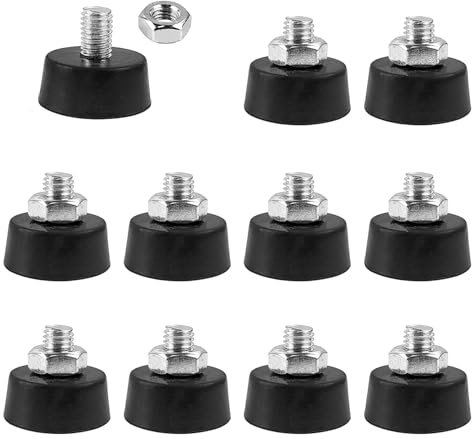 JIjzedL 10 Piezas Patas de Goma Regulables Atornillables, Patas de Tornillo de Goma M10 × 35 mm, Patas para Muebles de Goma Amortiguadoras, Tacos de Goma para Mesas, Sillas, Armarios, Máquinas (10)