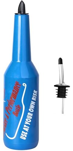 1 botella Flair para práctica de camarero de 750 ml, kit de camarero de estilo azul, botellas de licor, botellas decorativas azules para bar, pub, vino, coctelera