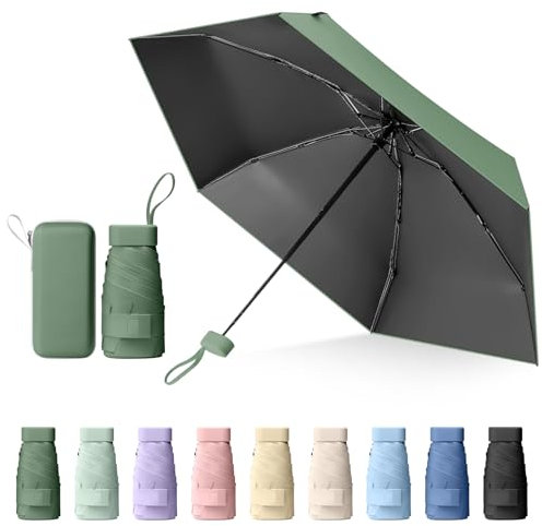 Sykrawki Mini Regenschirm - UV-Schutz und Winddichter Taschenschirm Mit Kapselhülle für Männer und Frauen