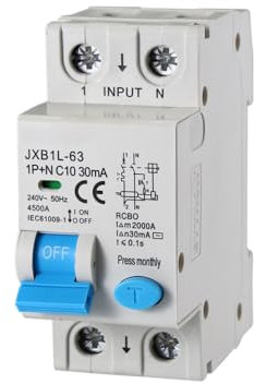 gloca Interruttore Magnetotermico Differenziale 2P 30mA 220V 6KA 2 Moduli DIN (10 Ampere)