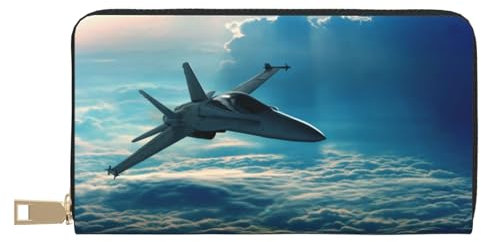 KLMELLMDE Herren Damen Flugzeug Fighter Jets Geldbörse Bedrucktes Kartenetui Multi-Fach (mit Münzfach, Kreditkartenfächern, Geldscheinfach, weiß, Einheitsgröße, Modern