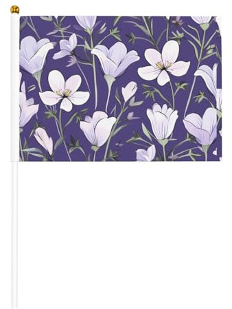 Rhododendron-Illustration, zehnteilig, bedruckt, doppelseitig, Handflagge, 14 x 20,8 cm, geeignet für jubelnde Teamaktivitäten