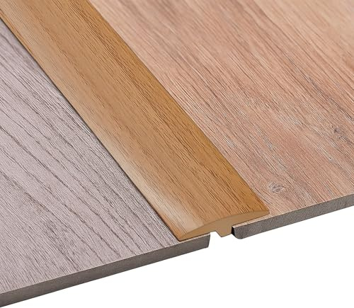 Övergångsprofil, självhäftande, T-profil, 5 x 200 cm, flexibel PVC-övergångslista, botten för alla typer av golv, skräddarsydd och vattentät (ljus trämönster, 2 m)