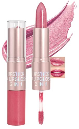 Jutqut Glitzer Lippenstift Lipgloss Set, Langanhaltend Feuchtigkeitsspendender Liquid Lipstick, Glänzender Pink 3D Metallic Lipstick, Cremige Textur Damen Mädchen Lippen Makeup #06