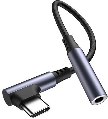 USB C to 3.5mm Jack 90 Degree,Type C to 3.5mm Headphone Aux Digital Audio Earphone Adaptor,Aux to USB C Earphone Adapter for Samsung Galaxy Pixel, iPad Pro, HUAWEI, Xiaomi (Purple)