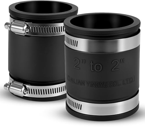 DLYYPLUS 2 raccordi flessibili per tubi con morsetti in acciaio inox, giunti per connettori sanitari in plastica e rame, riparazione di scarico, tubo della polvere. (2 in)