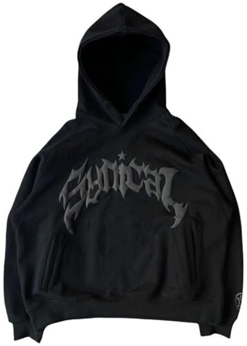 BaeKnyin Herren Größe locker Hip-Hop Gothic mit Kappe Jacke-LMWY-Black-L1