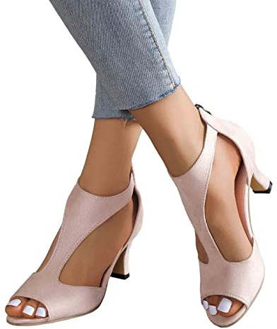 Sobzia Sandali Donna Estive con Tacco, Alluce Valgo con Tacchi Alti Comode Eleganti Scarpe Aperte Cerimonia Sandalo Matrimonio Pianta Larga Scarpa da Ballo 36-43