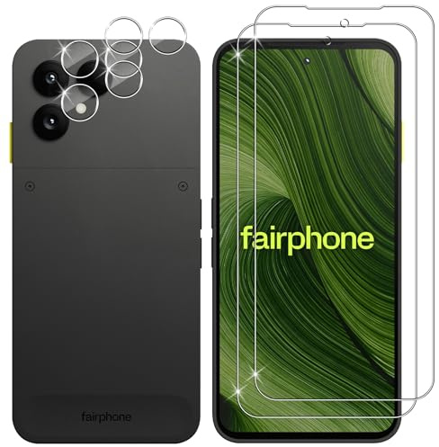 Lutree Verre Trempé pour Fairphone 6/ Fairphone 6+, 2+2 Pièces Protection écran + Caméra Arrière Protecteur Film, 9H Dureté HD Anti-Rayures Sans Bulles Vitre Trempé Protecteurs d'écran