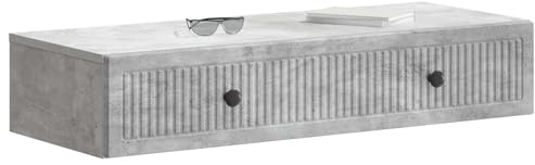 vidaXL Wandmontierter Beistelltisch Betongrau 87,5 x 34,5 x 17 cm, Moderner Wohnraum, rechteckiger Beistelltisch mit viel Stauraum, wandmontierte Möbel, kompakte Lösung aus Holz