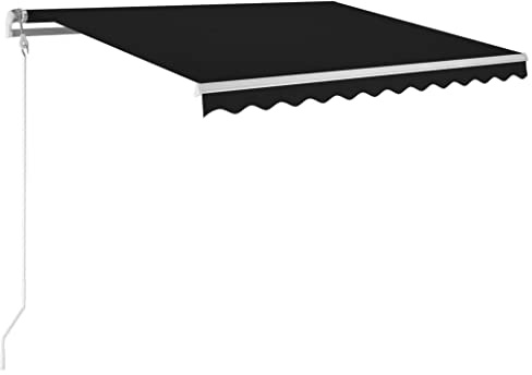 Fisinber Elektrische Markise 300x250 cm Anthrazit, Alu-Gestell, UV-Polyester, Terrasse/Balkon/Garten, Fernbedienung & Kurbel