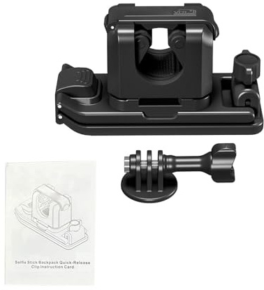 Jelquix Backpack Clip Mount, 90 180 270 or 360 Rotation Backpack Clamp Mount, Action Camera Clip with Safe Lock, Compatible with 360 Camera