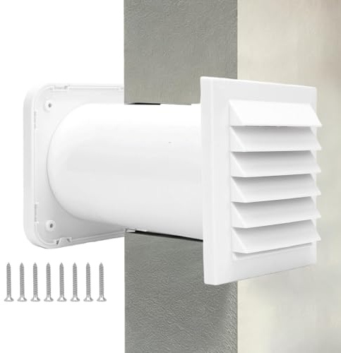 Generisch Mauerkasten 100mm | Wandhaube Zuluft Abluft | Wandlüftung Komplettset Windschutz Insektennetz Teleskopkanal Außenwand Montage Badezimmerlüfter Küche Dunstabzug Abluftöffnung Rund