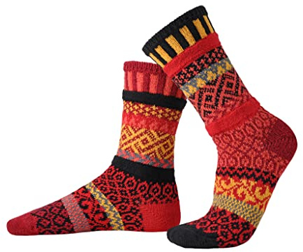 Solmate Socks Colorful Mismatched Socks for Men & Women – Soft, Eco-Friendly Cotton Blend – Fun & Cozy Gift Idea, Fire, Large