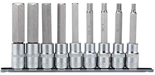 Draper 16308 1/2-Inch Square Drive Metric 100 mm Long Hexagonal Socket Bit 9 Piece Set