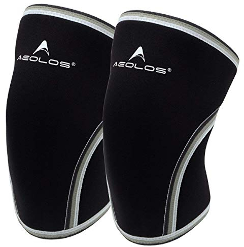 1 paio di ginocchiere a compressione da 7 mm, per sollevamento pesi, squat, palestra e altri sport (L, nero)