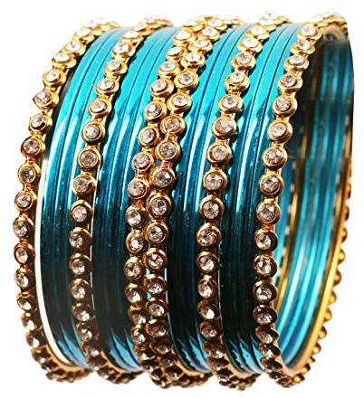 Touchstone Indischer Bollywood-Designerschmuck mit einreihigen Armbändern und klarem Strass für Damen.