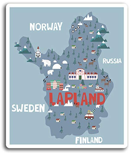 2 x 10cm Fun Lapland Travel Map Vinyl Stickers - Sticker Laptop Luggage #19470 (10cm Tall)