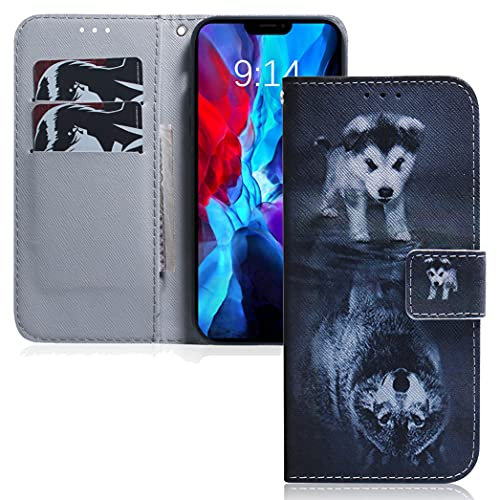 MRSTER Huawei P30 Pro Hülle Leder, Langlebig Leichtes Klassisches Design Flip Wallet Case PU-Leder Schutzhülle Brieftasche Handyhülle für Huawei P30 Pro. EF PU- Wolf Dog