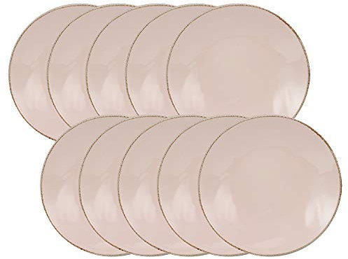 10er SET CreaTable 22117 PINK LADY Speiseteller 28 cm, rosé/Teller/Steingut/Essteller