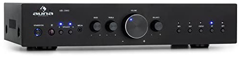 Auna Amplificador Audio Bluetooth para Equipo de Musica, Amplificador HiFi, AV y Control de Agudos y Bajo, Amplificadores Sonido con Subwoofer, 2 Canales de Audio y Altavoz con Mando a Distancia