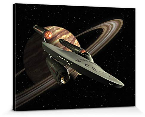 1art1 Star Trek Poster New Worlds Bilder Leinwand-Bild Auf Keilrahmen | XXL-Wandbild Poster Kunstdruck Als Leinwandbild 80x60 cm