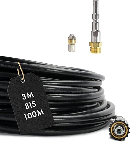 Kit de tuyau de nettoyage 3 pièces pour Nilfisk Alto professionnel nettoyeur haute pression KW et autres - Raccord M22 x 1,5 AG pour KEW, WAP, Alto, Nilfisk & Kränzle + buse de nettoyage rotative